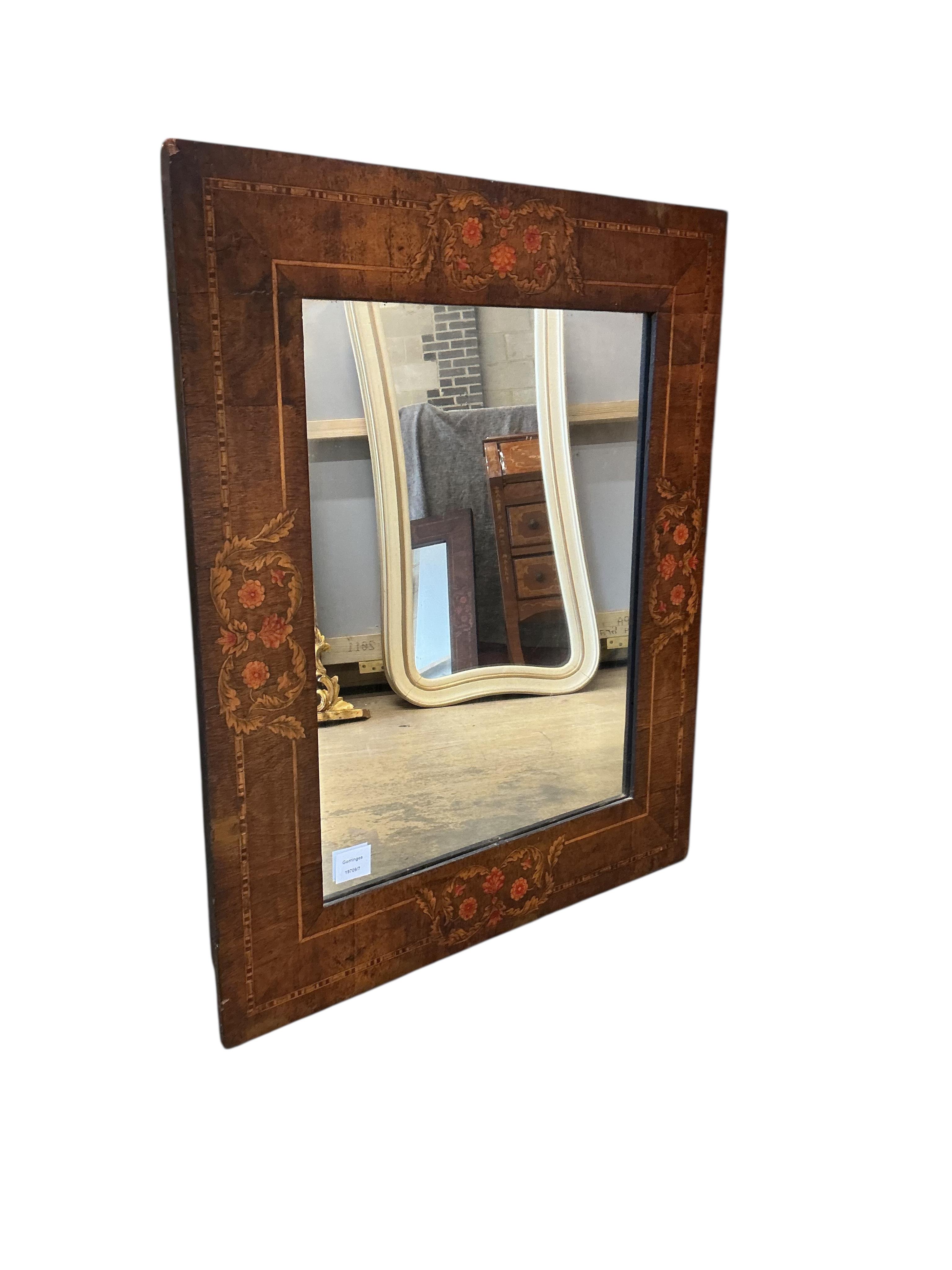 A 19th century rectangular Continental painted walnut wall mirror, width 66cm, height 79cm